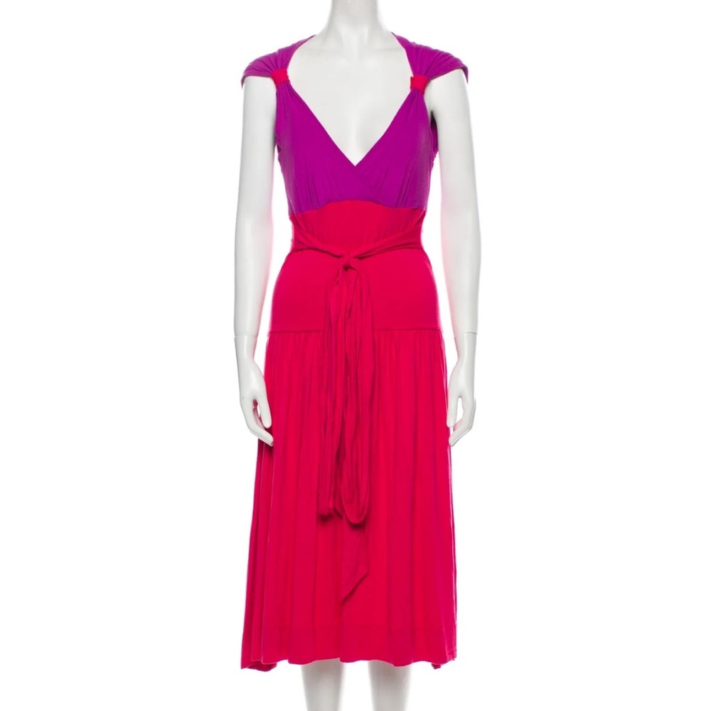 Marc Jacobs Colorblock Midi Jersey Dress, Hot pink & Purple, size M